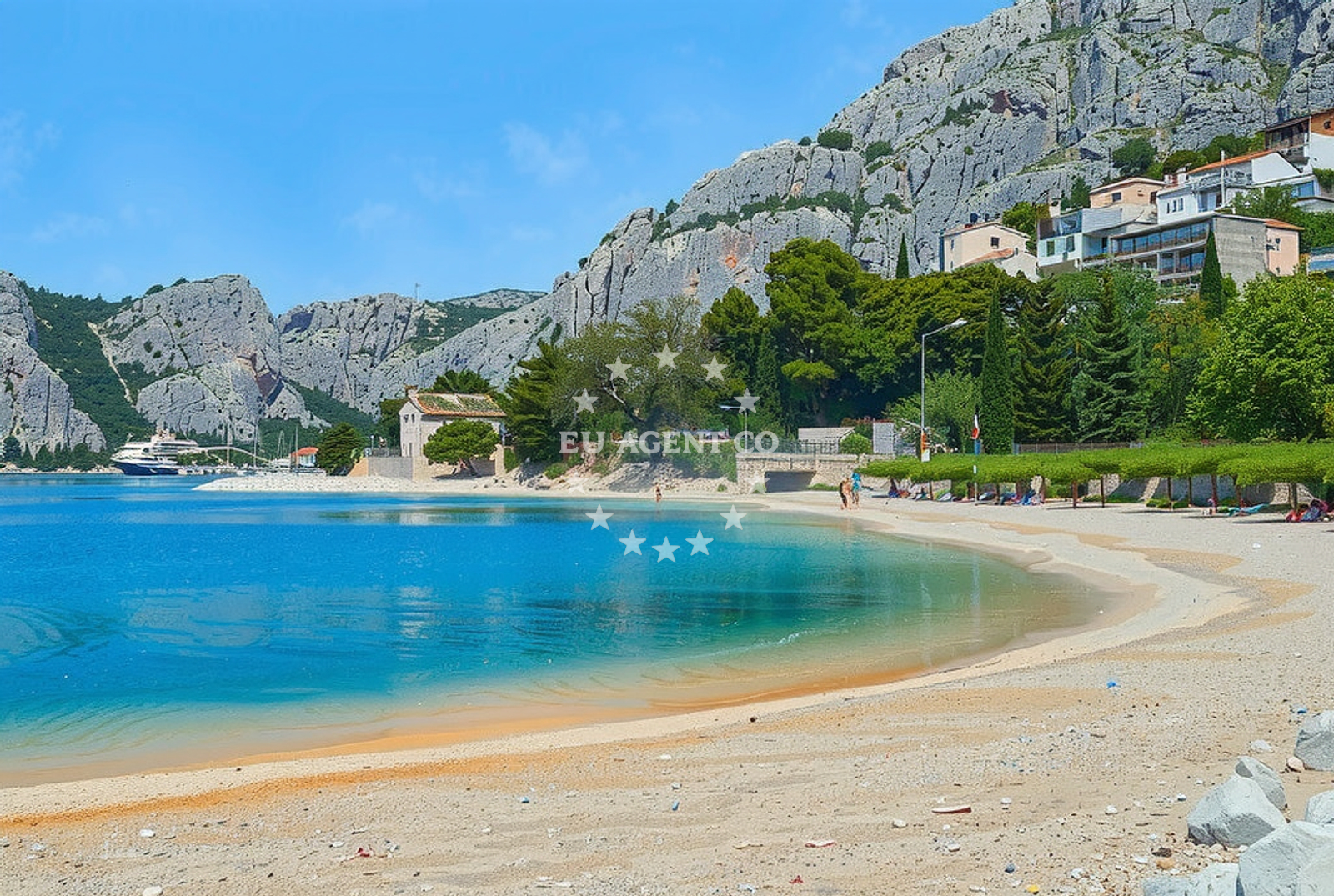 Shoreline and swimming area at Slavinj, Omiš Beach in Slavinj