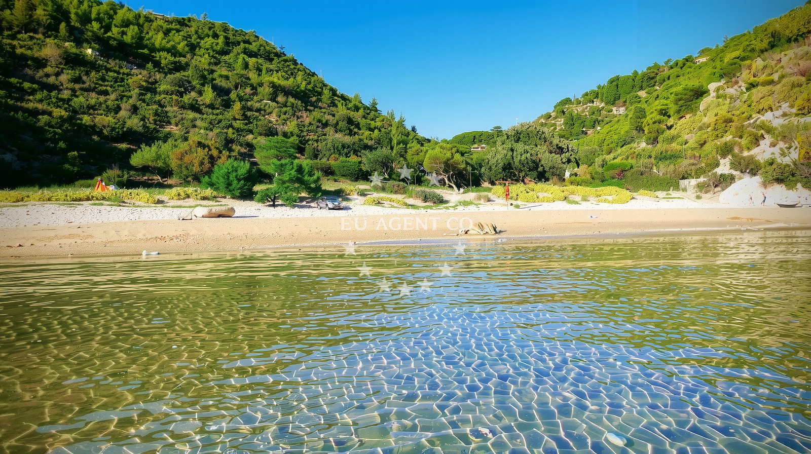 Sea and coastal view of Smokova beach in , Vis