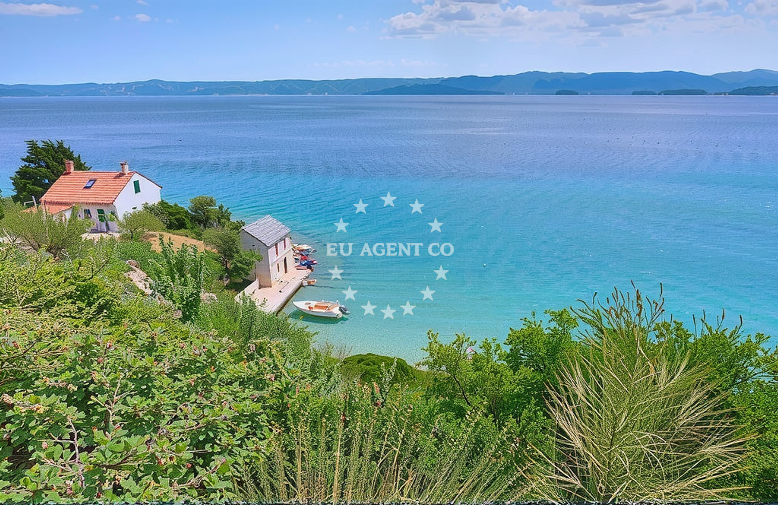 Sea and coastal view of Smokovje, Bol (Brač) Beach in Smokovje