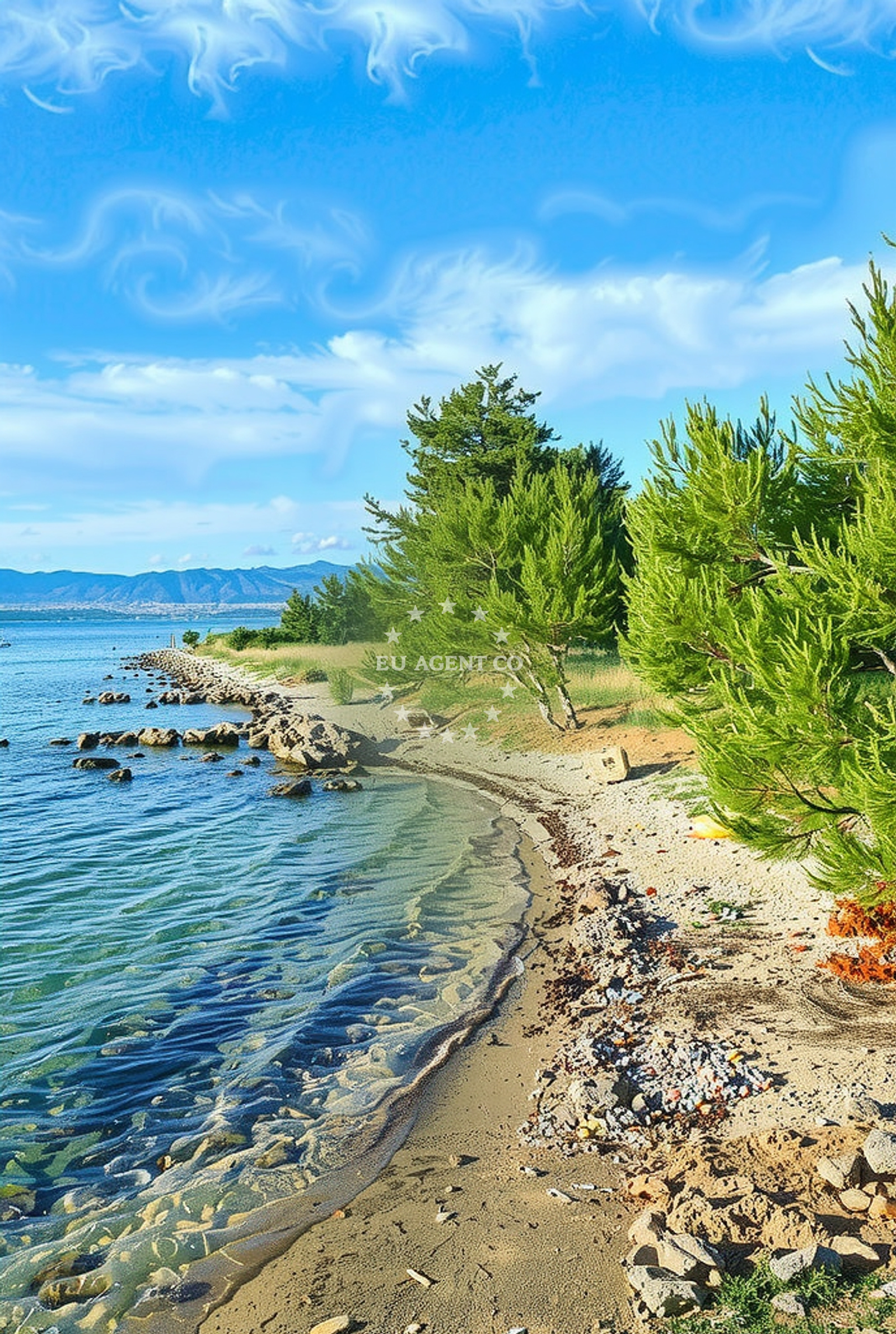 Shoreline and swimming area at Smratine istok, Vir (Vir) Beach in Smratine istok