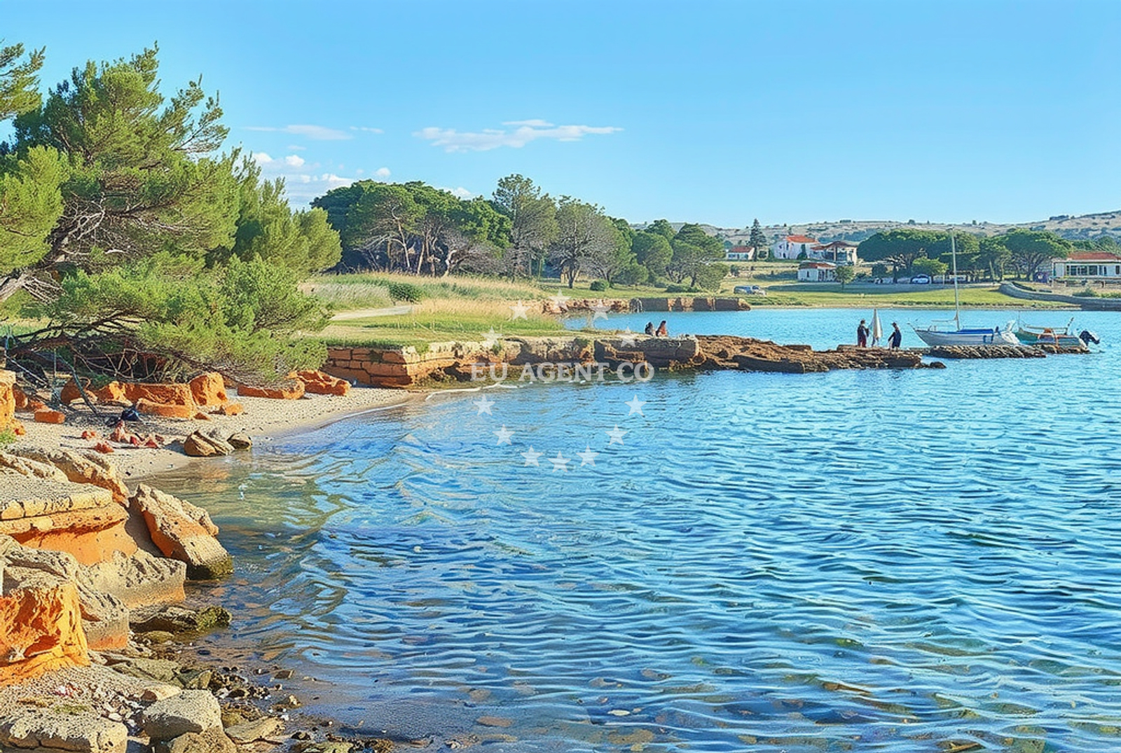 Sea and coastal view of Smratine istok, Vir (Vir) Beach in Smratine istok
