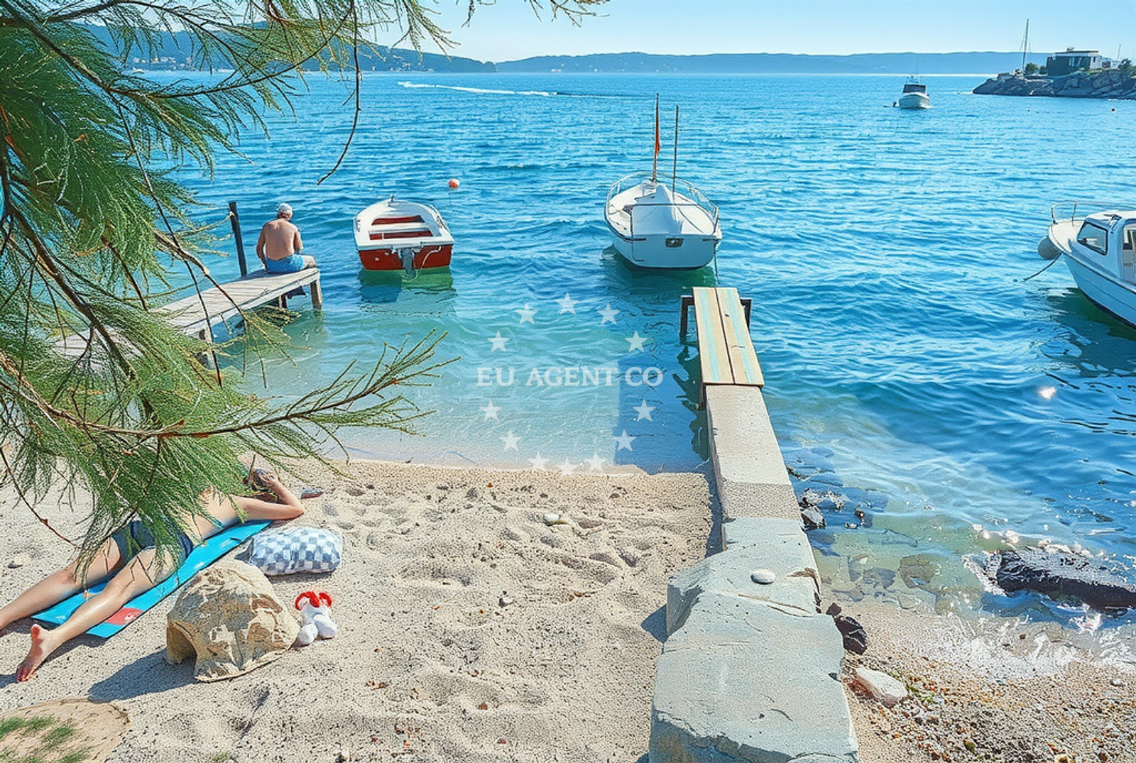 Shoreline and swimming area at Sokolana, Kaštel Sućurac Beach in Sokolana
