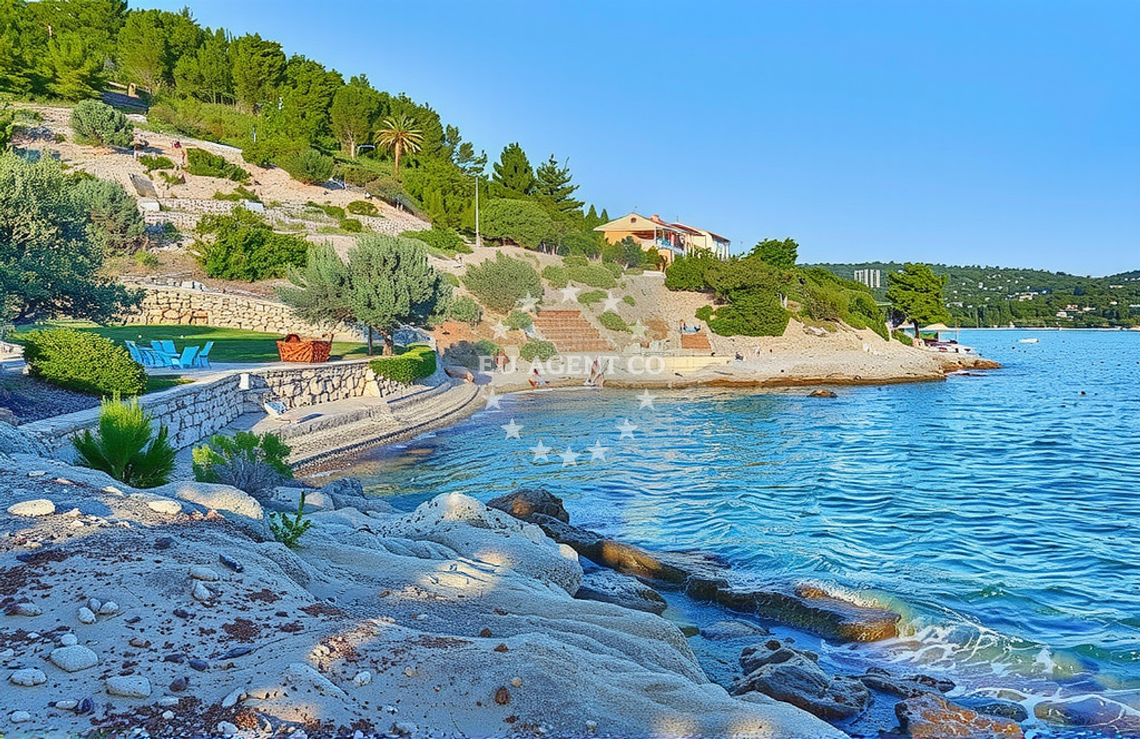 Beach facilities and surroundings at Sokolić, Vela Luka (Korčula) Beach in Sokolić
