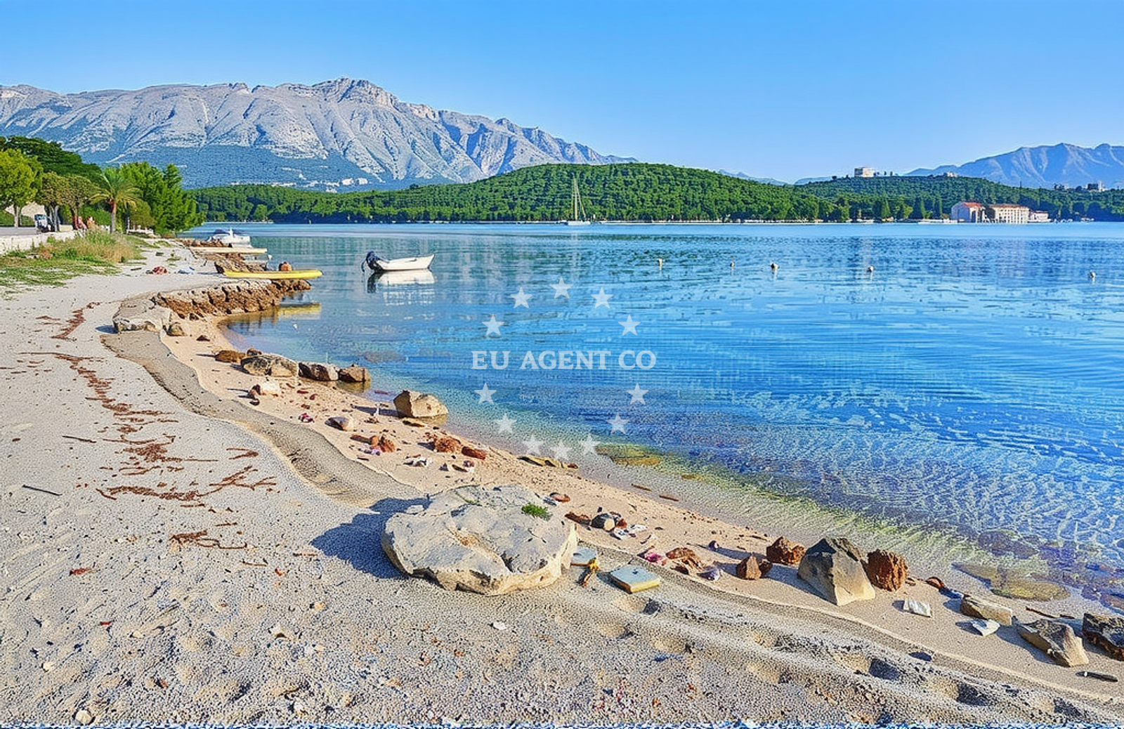 Sea and coastal view of Soline, Korčula (Korčula) Beach in Soline