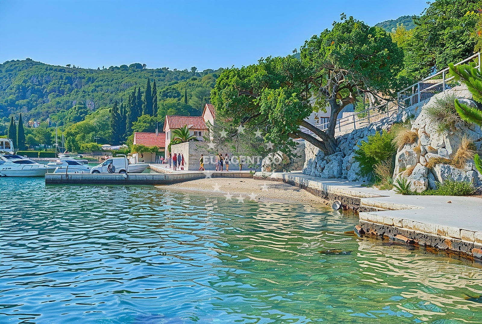 Shoreline and swimming area at Soline, Zaton (Dubrovnik) Beach in Soline