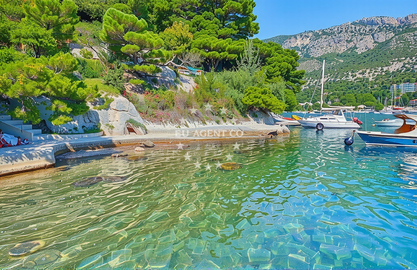 Sea and coastal view of Soline, Zaton (Dubrovnik) Beach in Soline