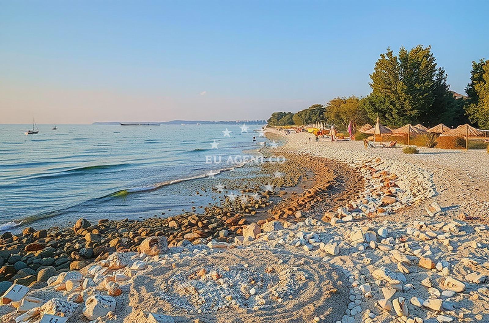 Shoreline and swimming area at Solinice, Mandre (Pag) Beach in Solinice