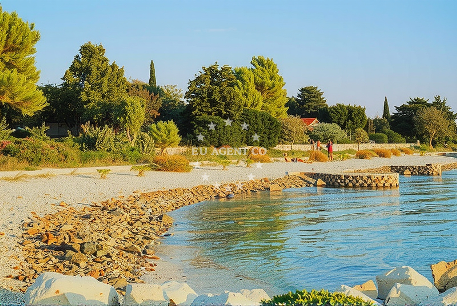 Sea and coastal view of Solinice, Mandre (Pag) Beach in Solinice