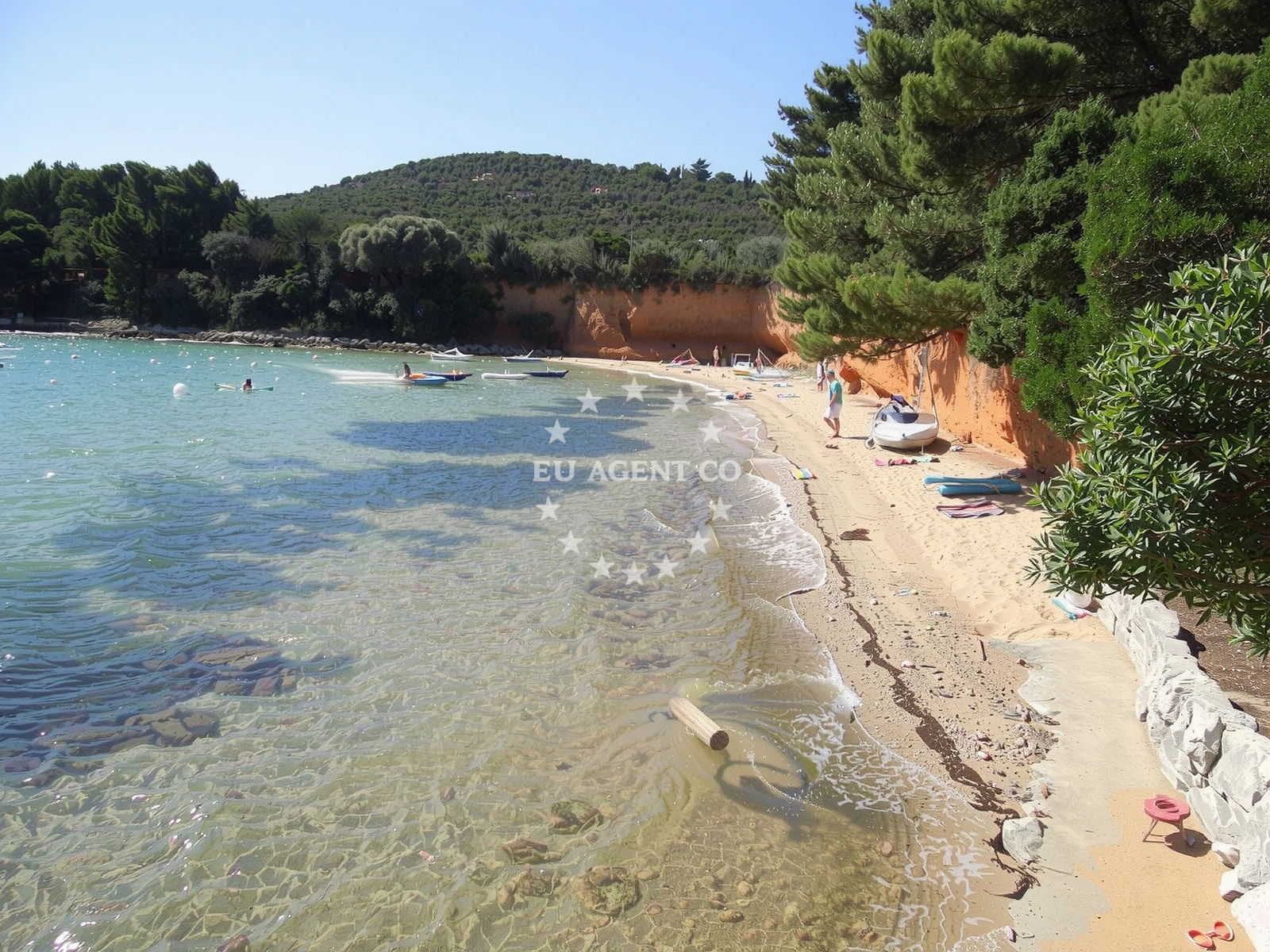 Shoreline and swimming area at Sovinje beach in Glavičine 44, Tkon