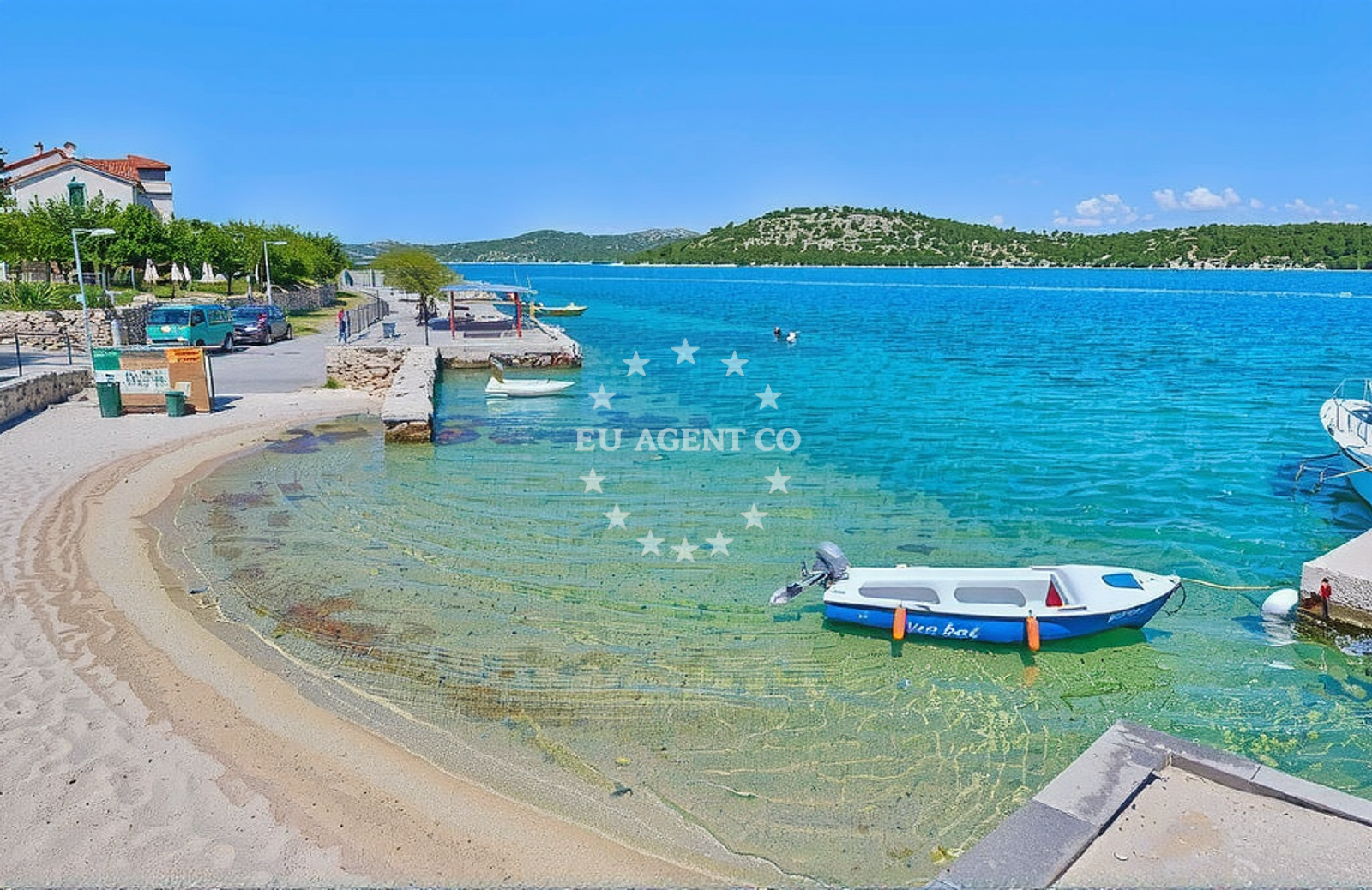 Sea and coastal view of Šparadići pristanište, Grebaštica Beach in Šparadići pristanište