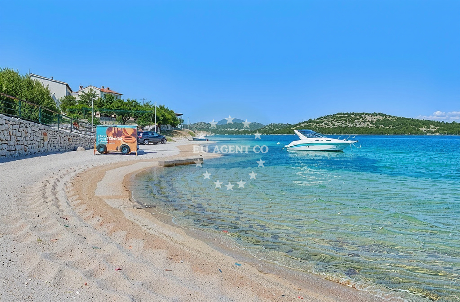 Beach facilities and surroundings at Šparadići pristanište, Grebaštica Beach in Šparadići pristanište
