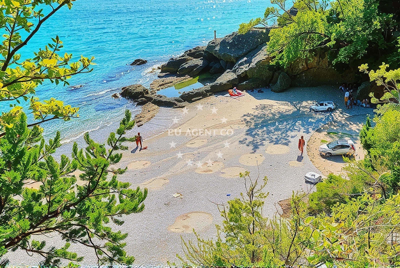 Shoreline and swimming area at Spena, Brzac (Krk) Beach in Spena