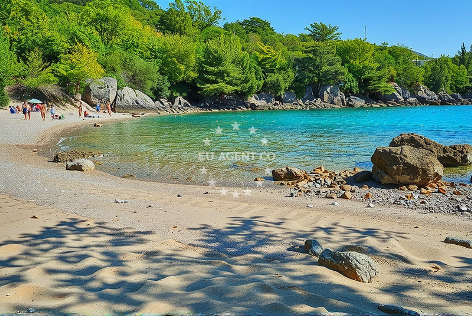 Beach facilities and surroundings at Spena, Brzac (Krk) Beach in Spena