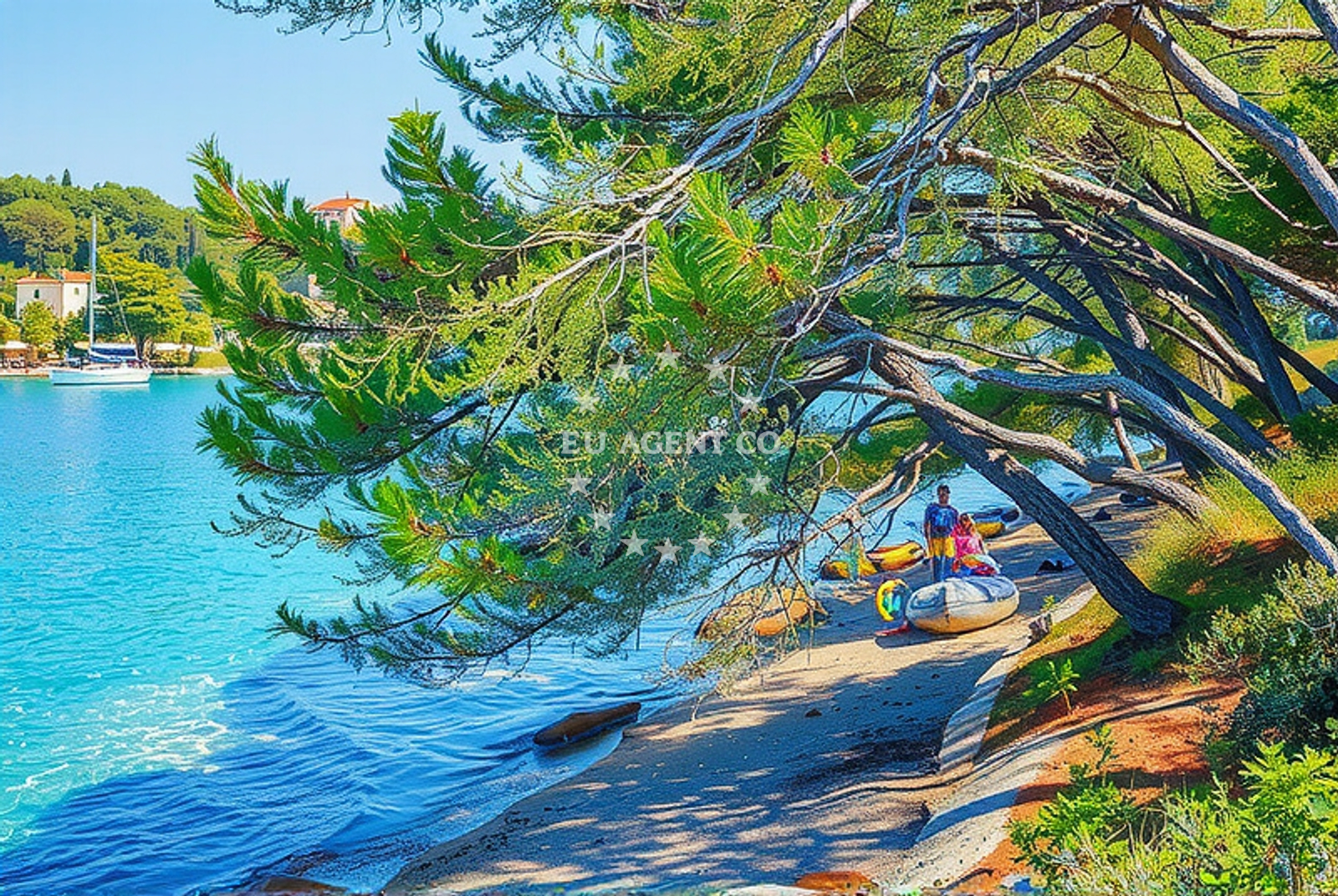 Beach facilities and surroundings at Splitska zapad, Splitska (Brač) Beach in Splitska zapad
