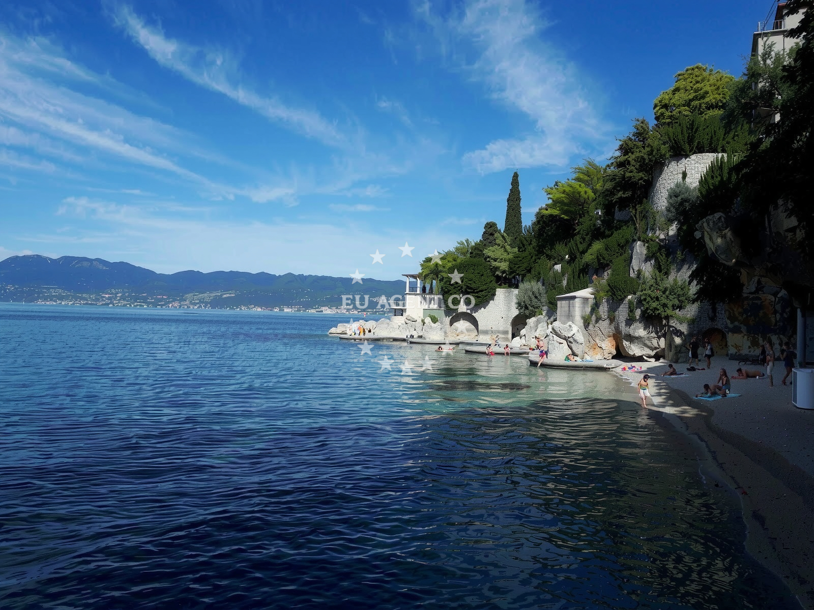 Beach facilities and surroundings at Srebrena Beach in Šetalište XIII divizije 106, Rijeka