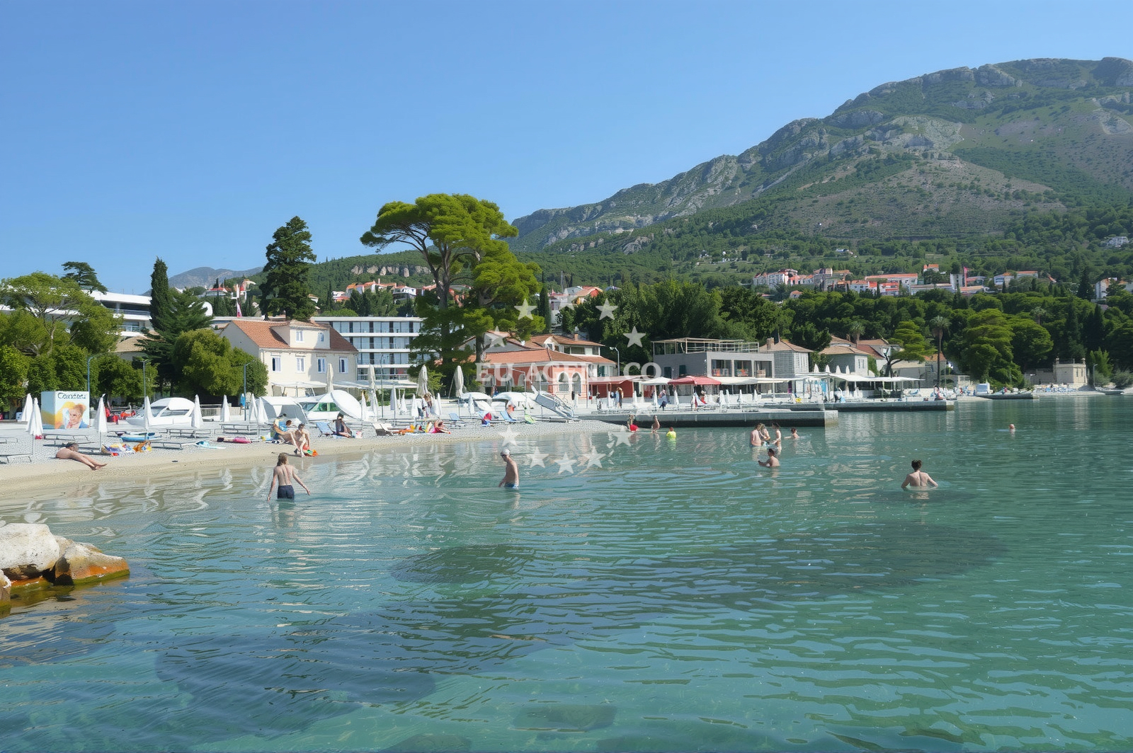 Shoreline and swimming area at Srebreno beach in Setaliste dr. Franja Tudmana 14, Mlini