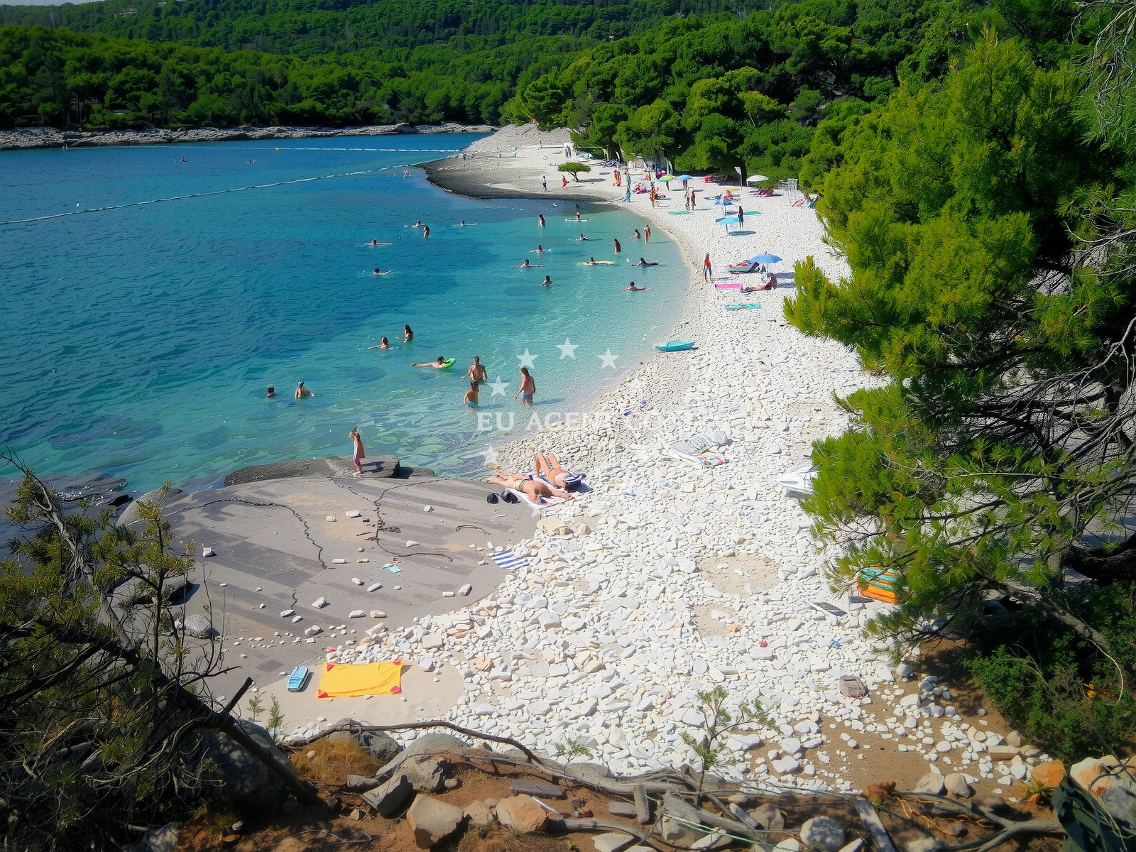 Sea and coastal view of Srebrna beach in Luka 31, Rukavac