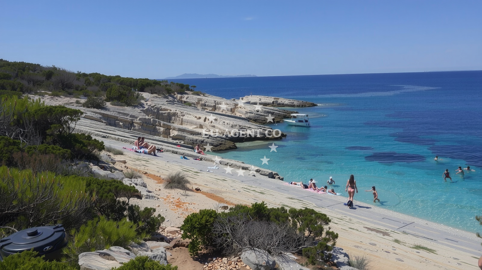 Sea and coastal view of Srednji bili bok in Stani, Vela Luka