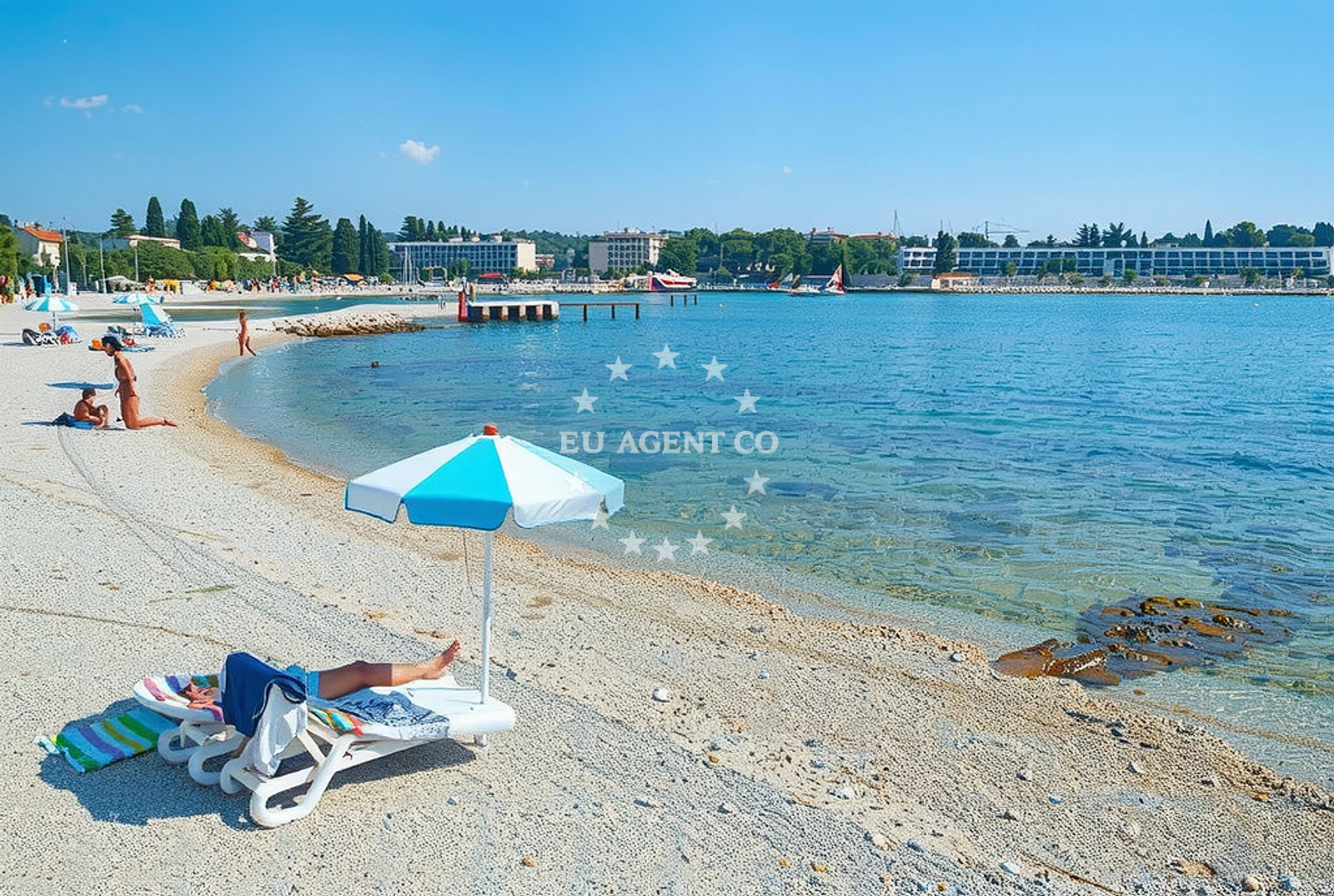Beach facilities and surroundings at Srgulje, Poreč Beach in Srgulje