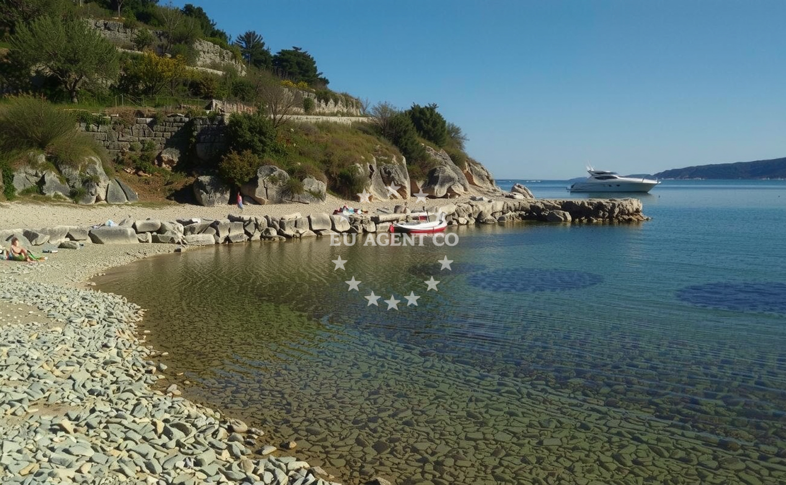 Beach facilities and surroundings at St. Juraj beach in Creska 11, Krk
