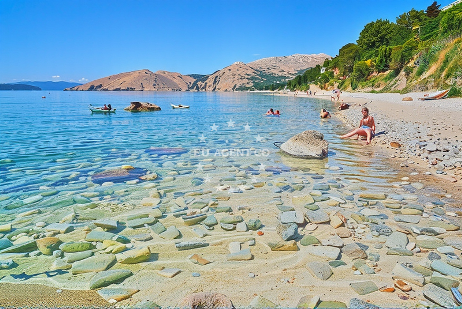 Shoreline and swimming area at Stara Baška 3, Stara Baška (Krk) Beach in Stara Baška 3
