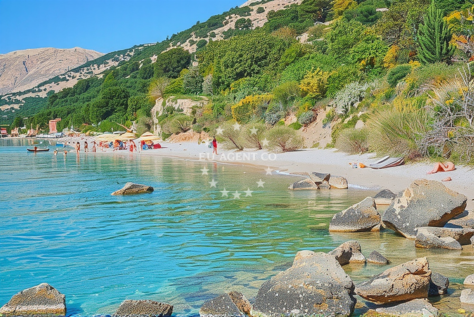 Beach facilities and surroundings at Stara Baška 3, Stara Baška (Krk) Beach in Stara Baška 3