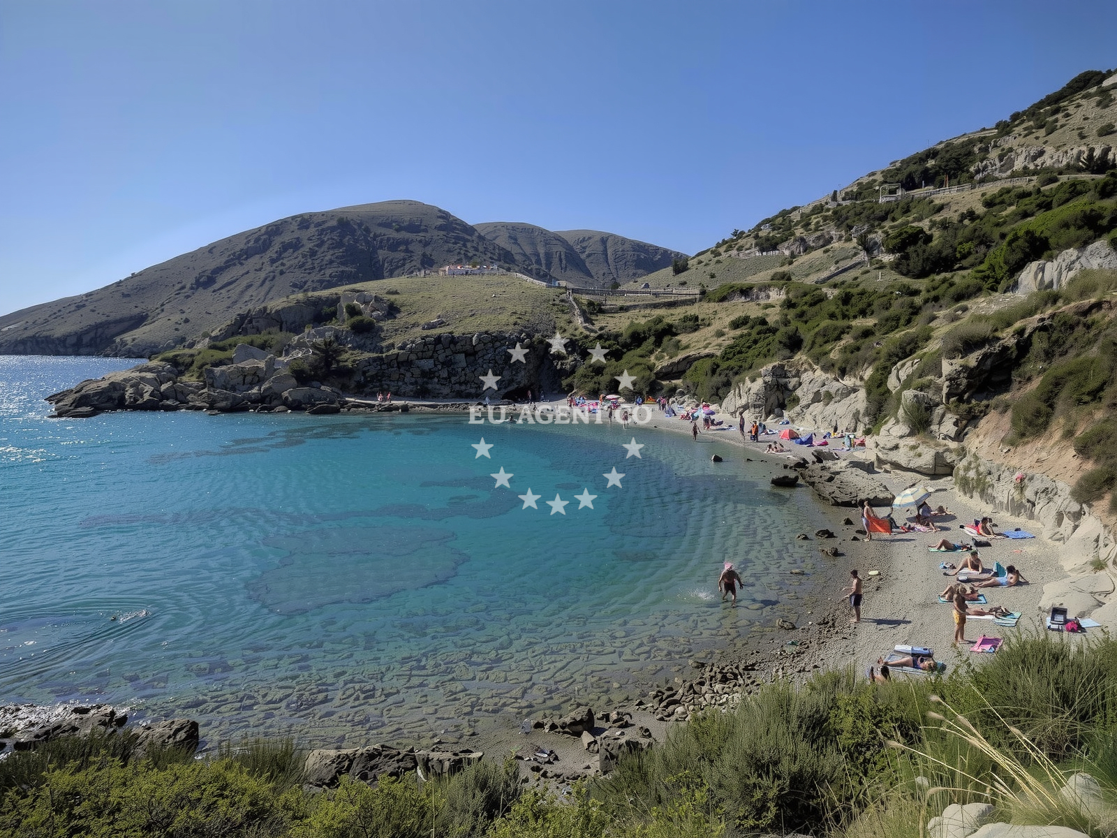 Shoreline and swimming area at Stara Baska beach in Stara Baška 162, Stara Baška