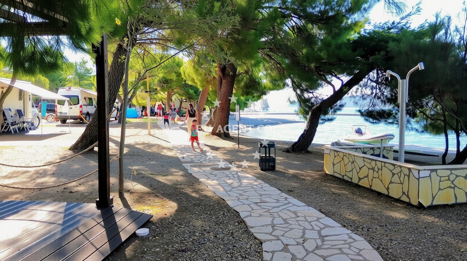 Beach facilities and surroundings at Starigrad Paklenica in , Starigrad