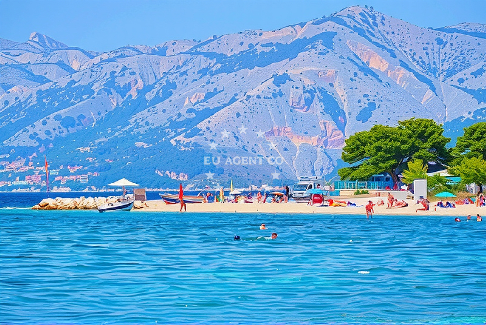 Beach facilities and surroundings at Stažica, Baška Voda Beach in Stažica