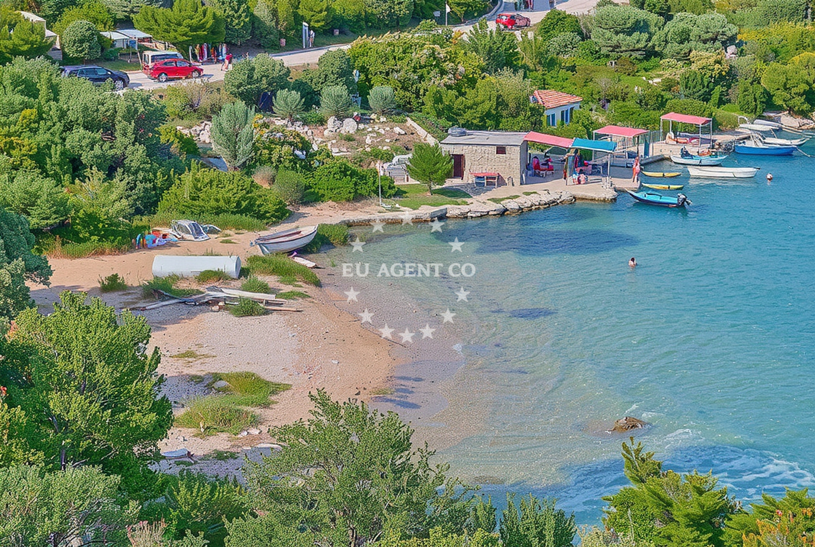Shoreline and swimming area at Štedrica: beaches and coves in Štedrica