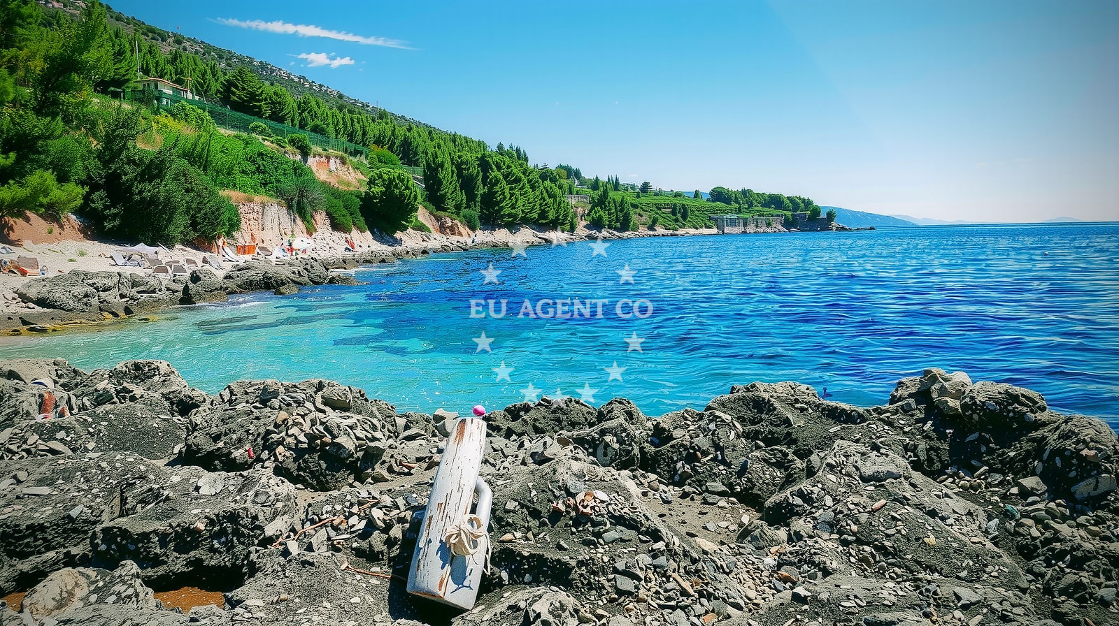 Sea and coastal view of Stela beach in Zavala 151 A (ground floor), Zavala