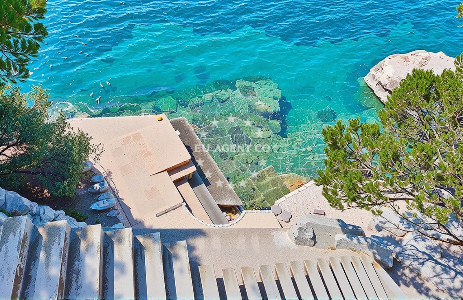 Sea and coastal view of Stijene, Brodarica Beach in Stijene