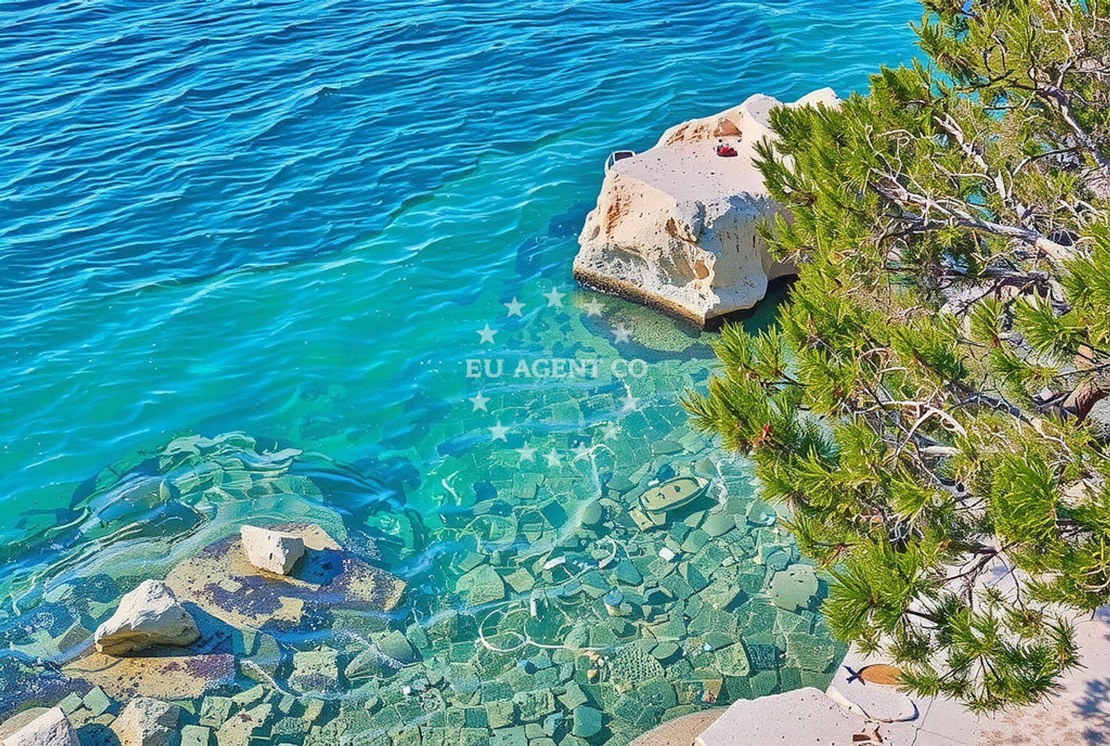 Beach facilities and surroundings at Stijene, Brodarica Beach in Stijene