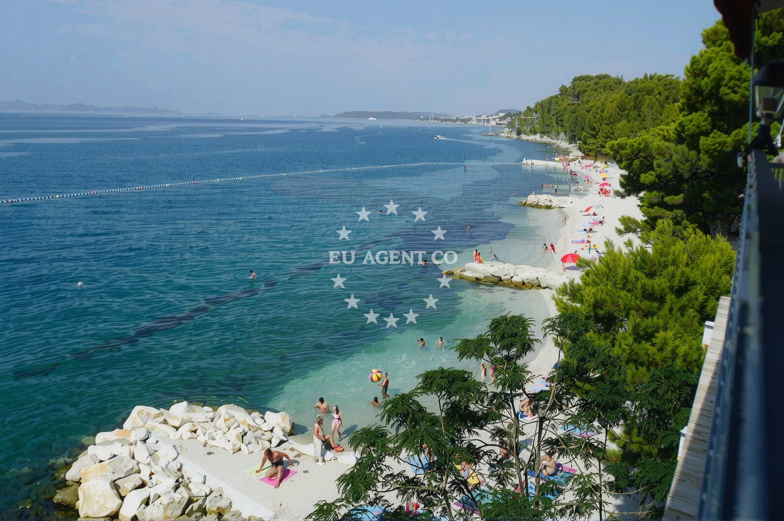 Shoreline and swimming area at Stobrec Jug Beach in Mornarska ulica, Split
