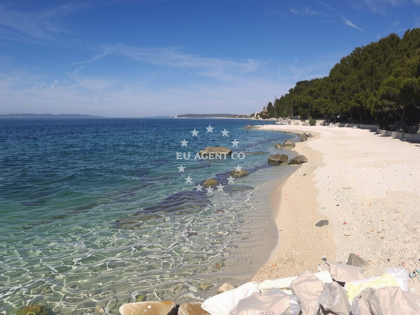 Beach facilities and surroundings at Stobrec Jug Beach in Mornarska ulica, Split
