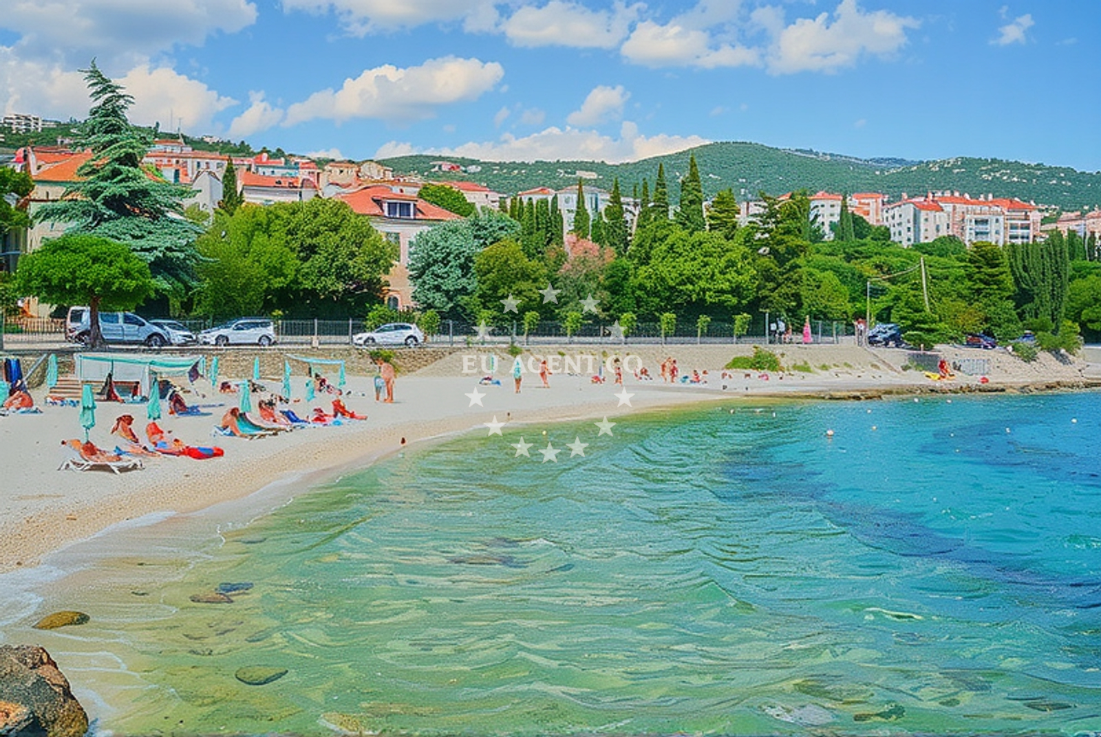 Shoreline and swimming area at Stoimena, Crikvenica Beach in Stoimena