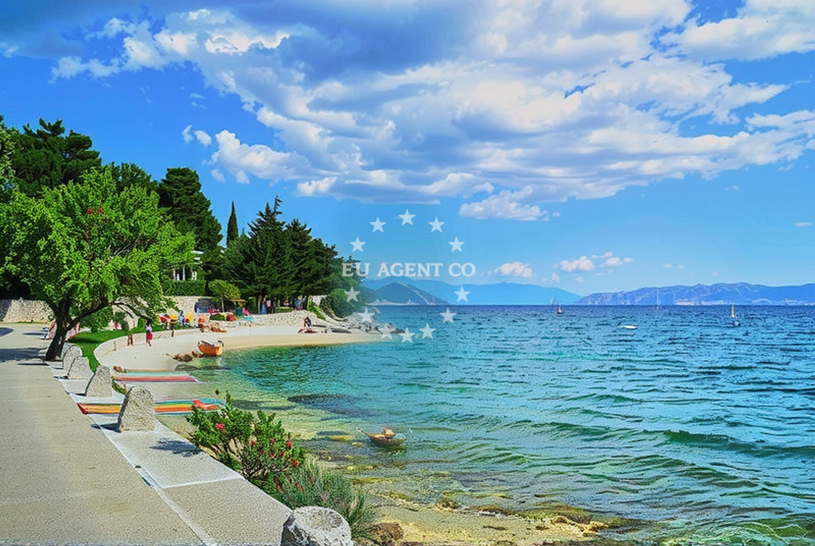 Beach facilities and surroundings at Stoimena, Crikvenica Beach in Stoimena