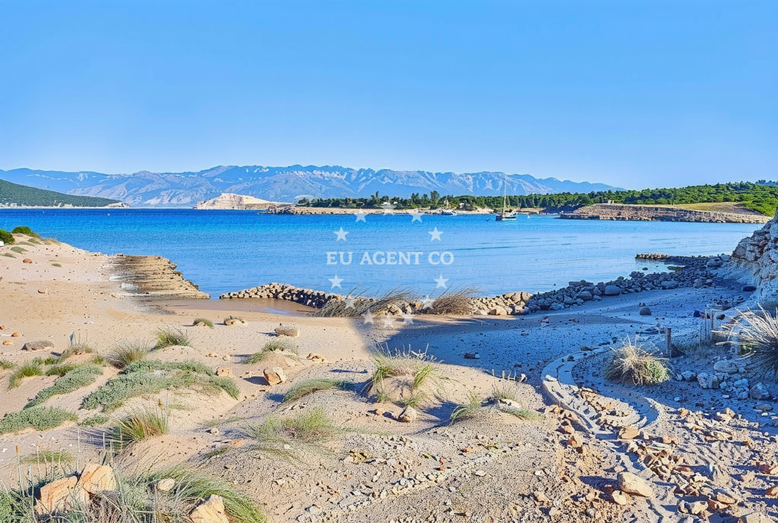 Overview of Stojan jug, Lopar (Rab) Beach in Stojan jug