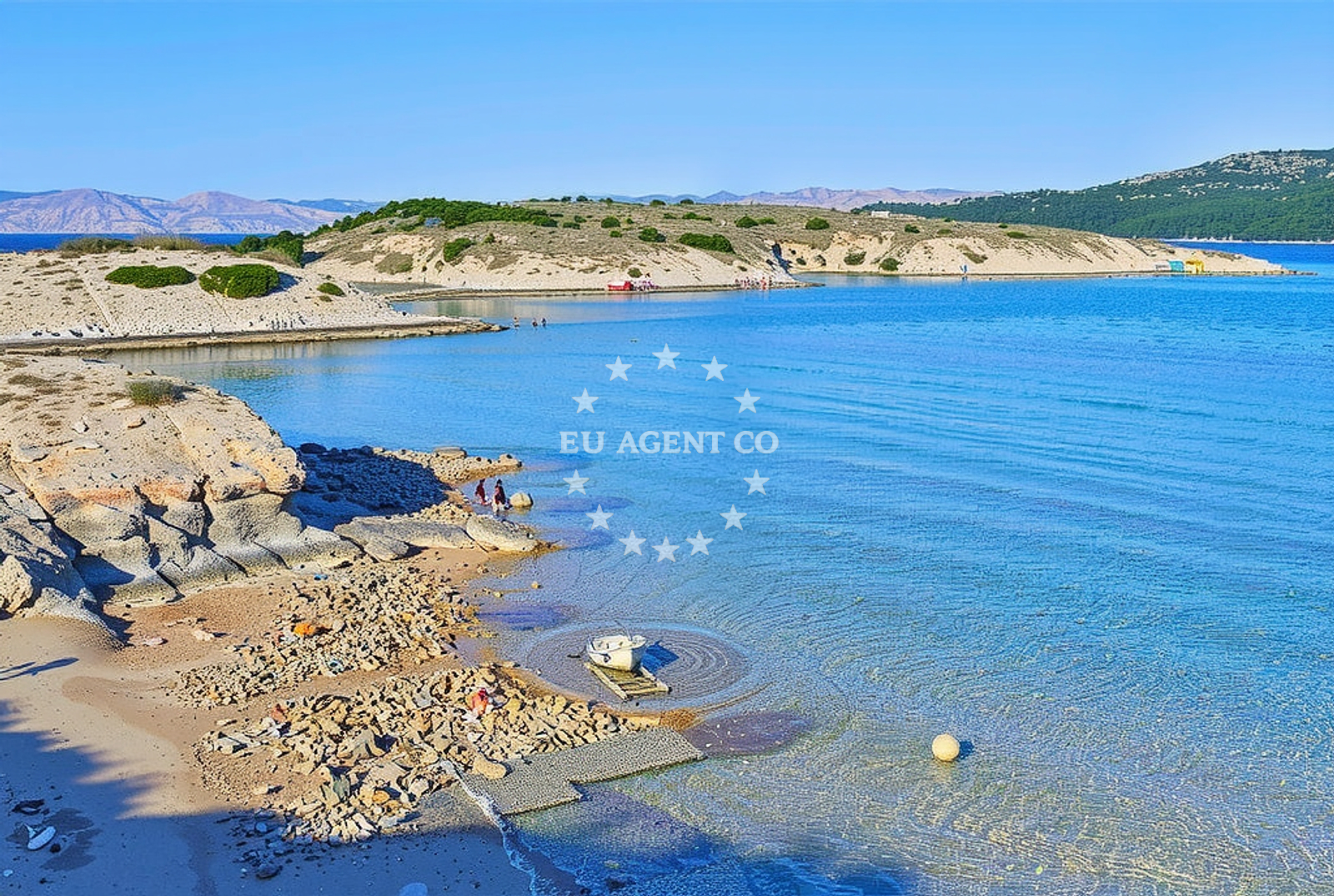 Shoreline and swimming area at Stojan jug, Lopar (Rab) Beach in Stojan jug