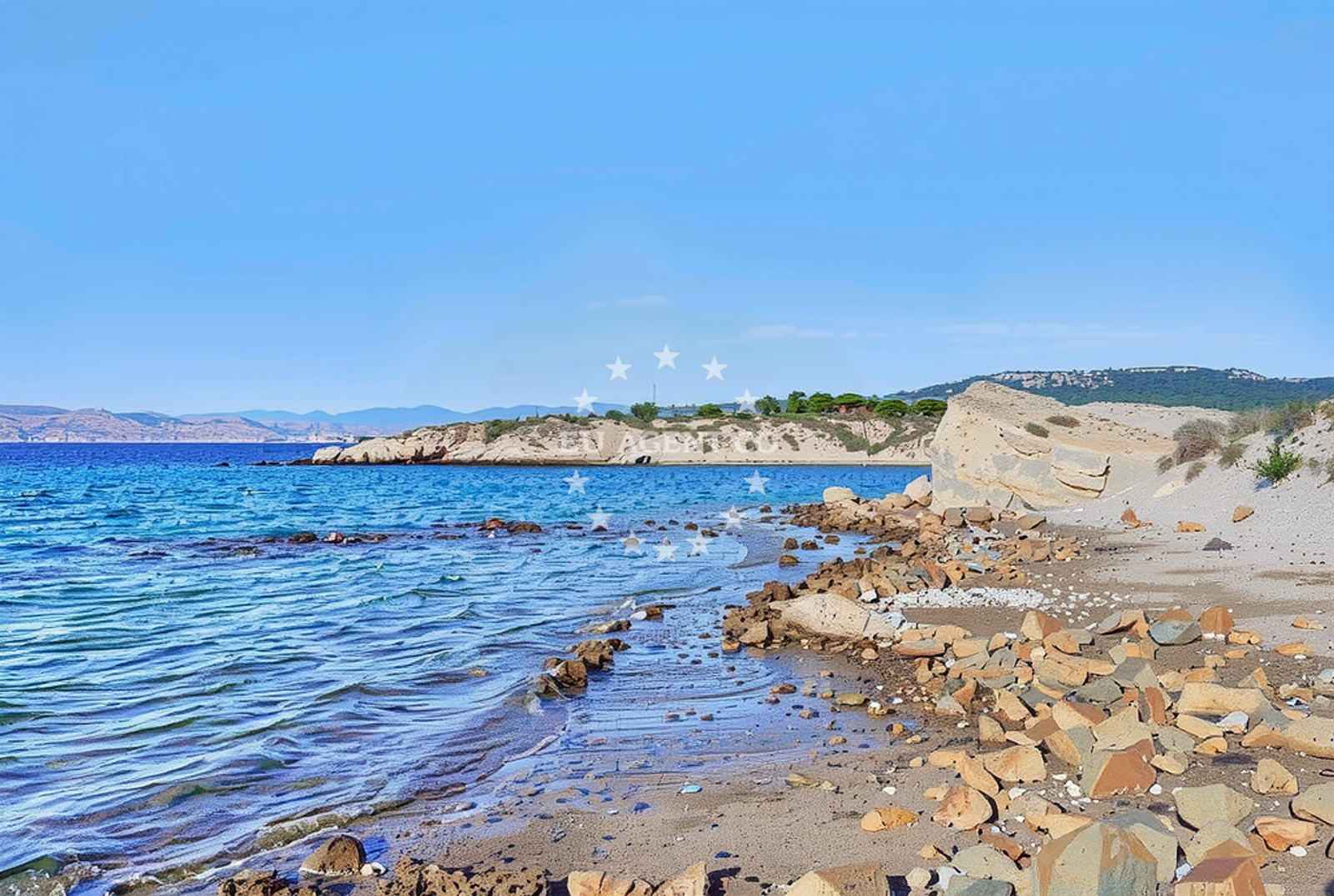 Sea and coastal view of Stojan zapad, Lopar (Rab) Beach in Stojan zapad