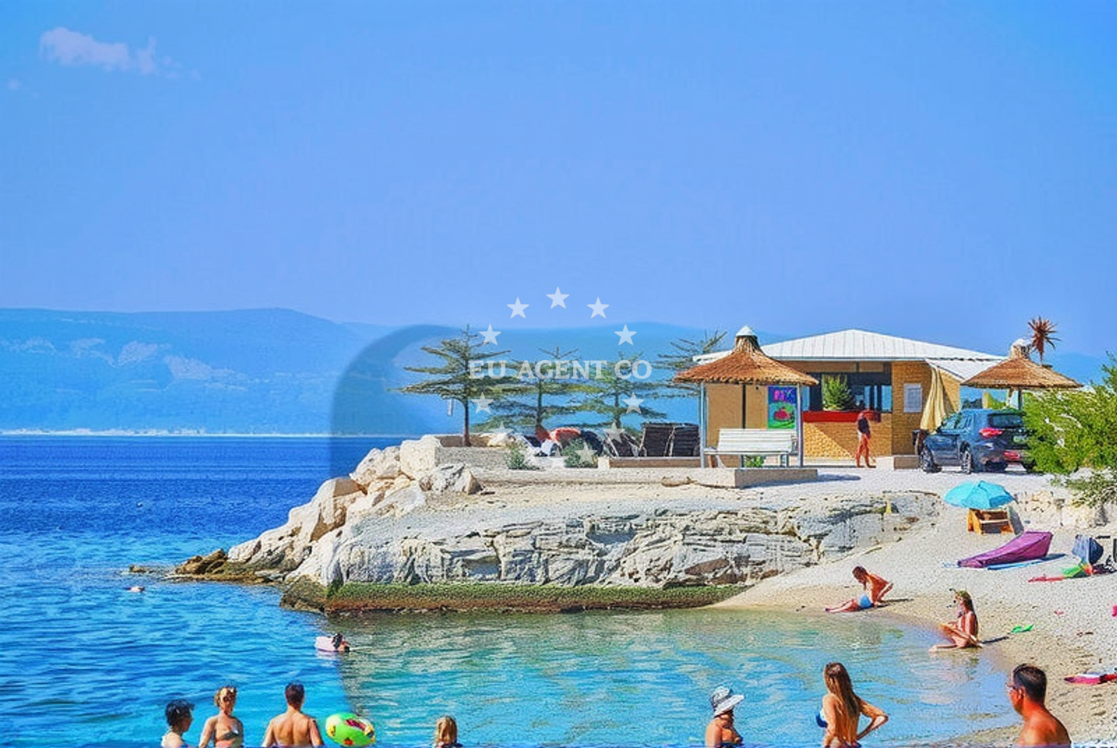 Sea and coastal view of Stomarica, Brela Beach in Stomarica