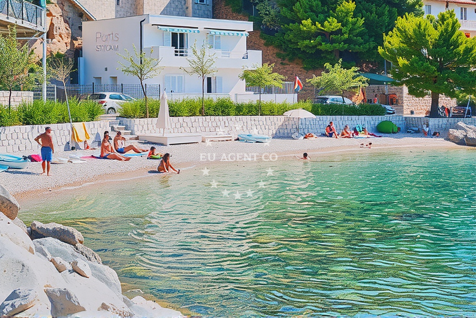 Beach facilities and surroundings at Stomarica, Brela Beach in Stomarica