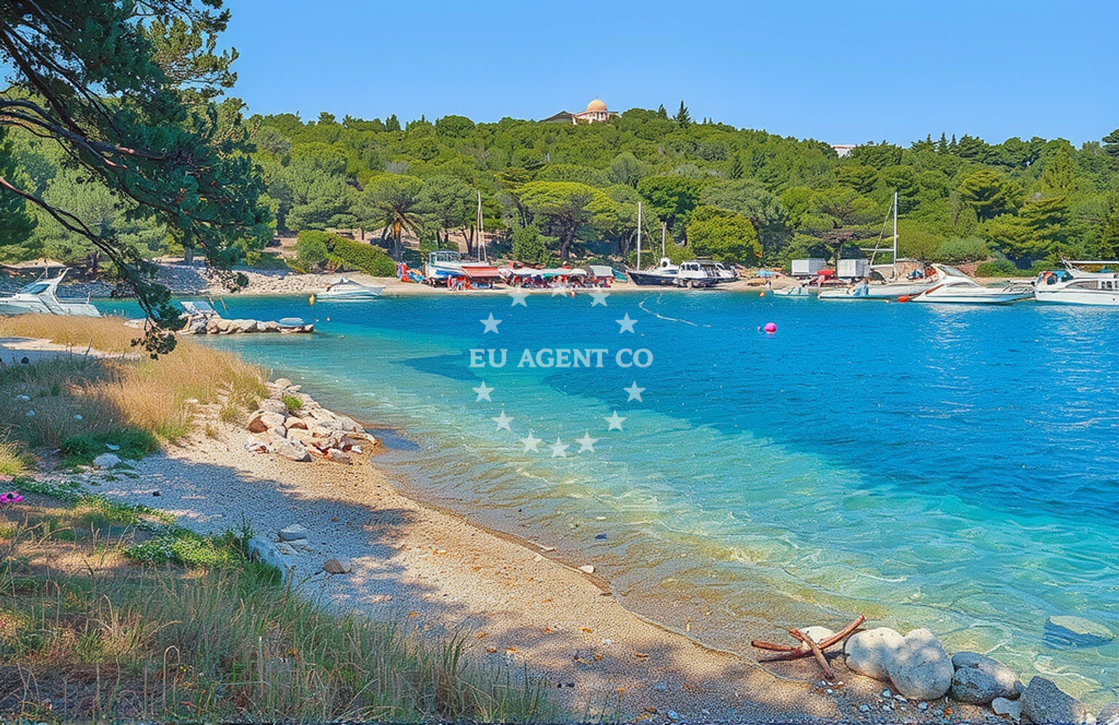 Sea and coastal view of Stonca (dog beach), Vis (Vis) Beach in Stonca (plaža za pse)