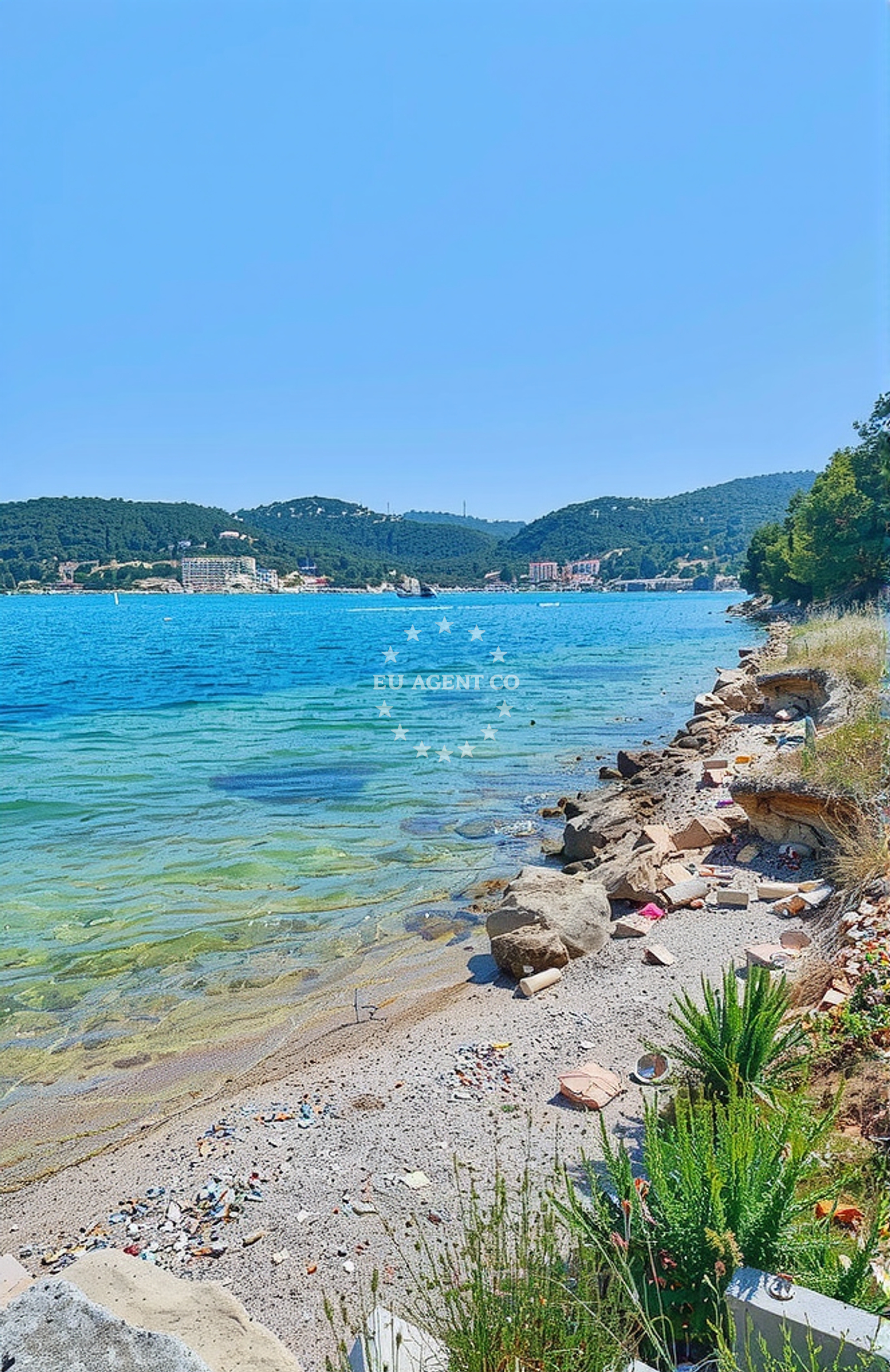 Sea and coastal view of Stonca, Vis (Vis) Beach in Stonca