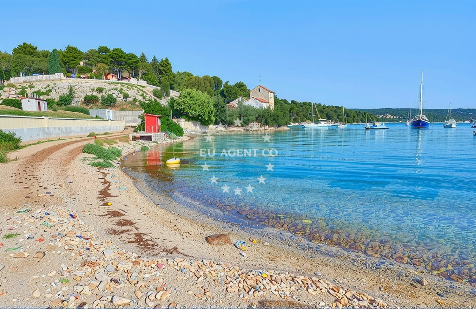 Shoreline and swimming area at Stpanska Bay II in Put Stipanske 25, Sutivan