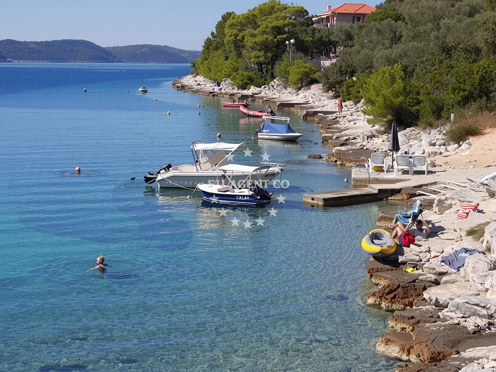 Shoreline and swimming area at Strasincica beach in Stracincica bb, Vela Luka