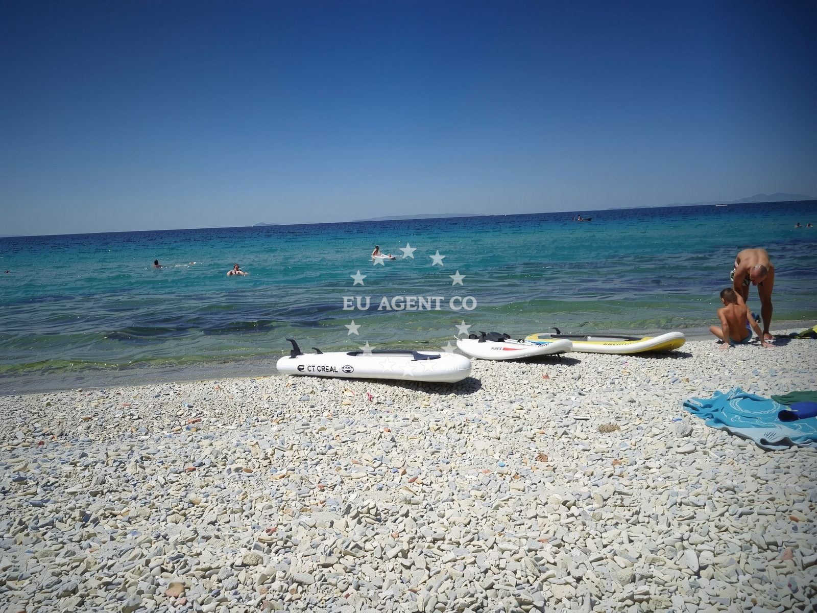 Shoreline and swimming area at Strasko beach in , Novalja