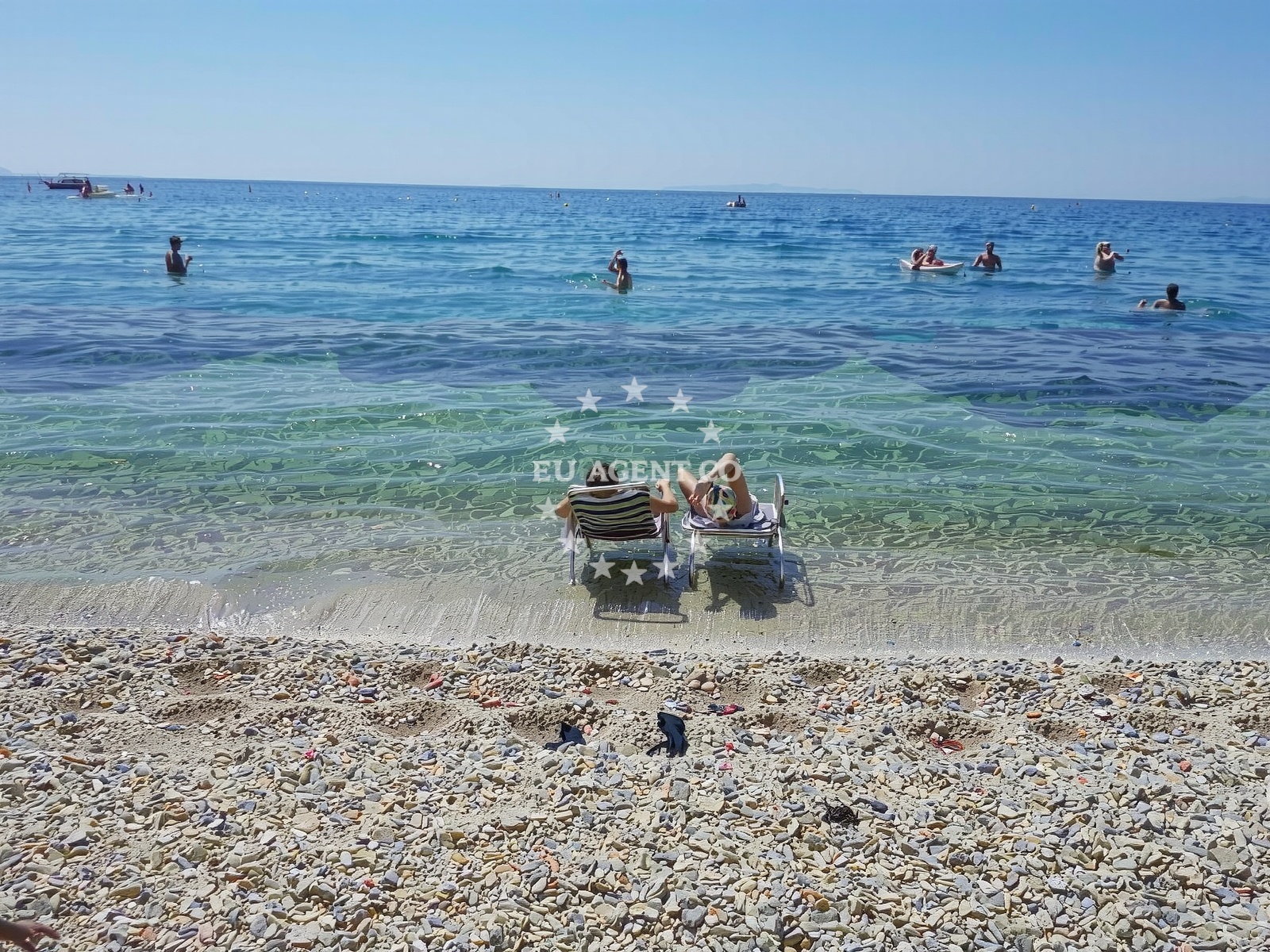 Beach facilities and surroundings at Strasko beach in , Novalja