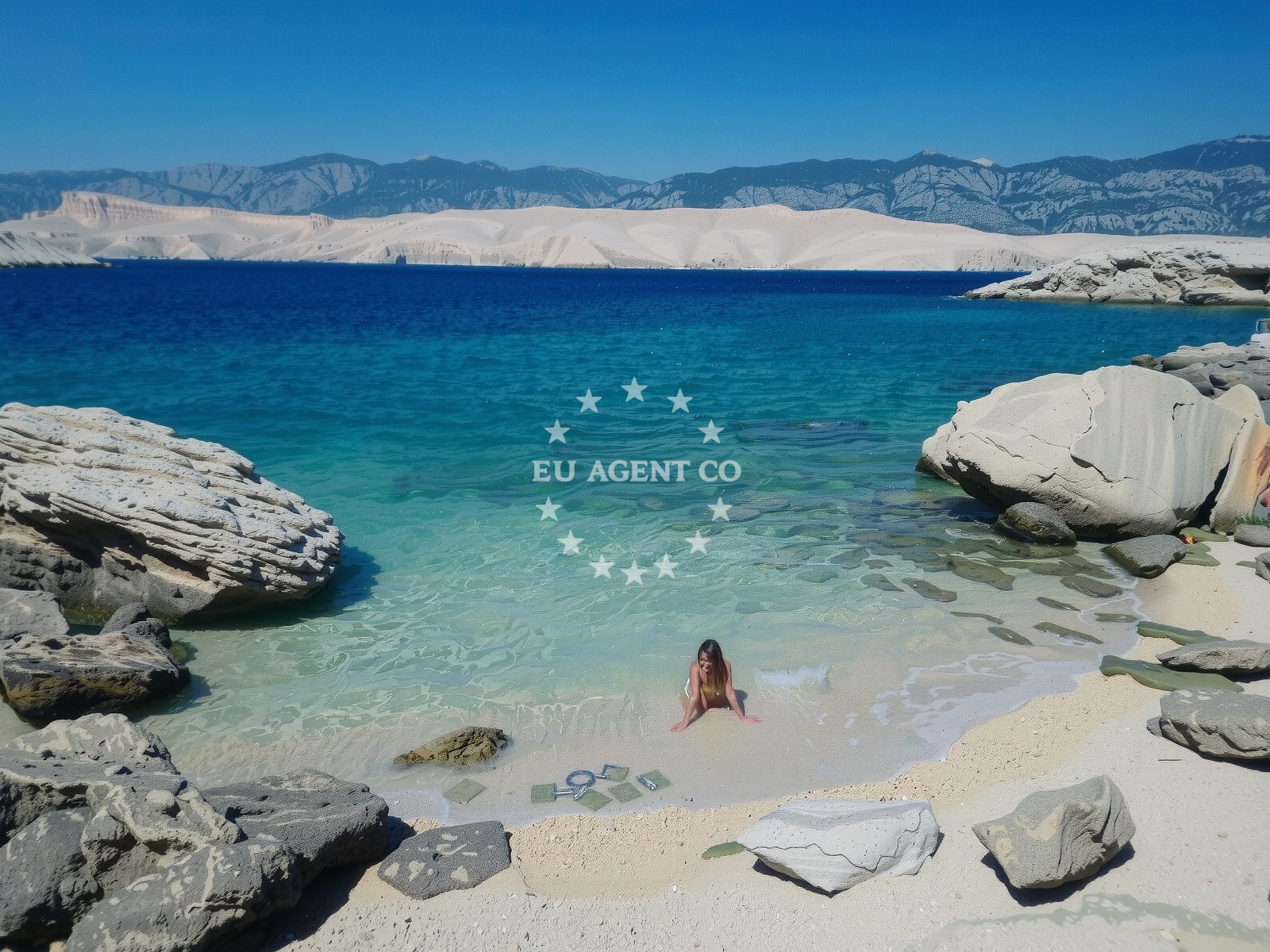Overview of Streto beach in Šibenska 23, Pag