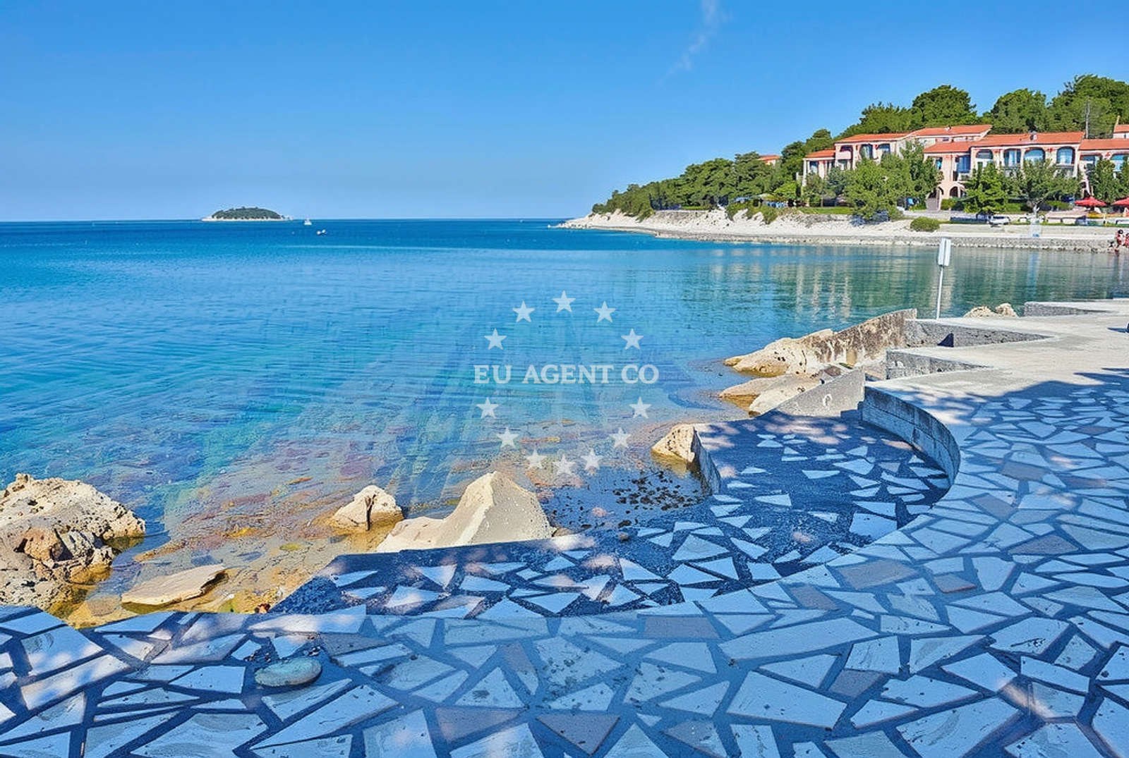 Sea and coastal view of Studena (dog beach), Vrsar Beach in Studena (plaža za pse)